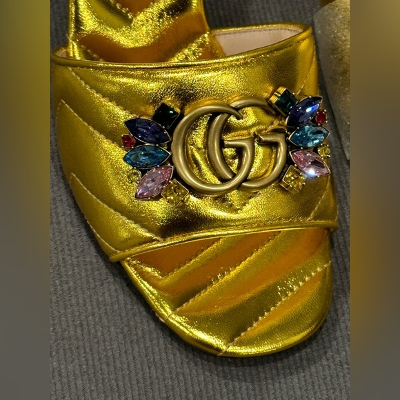 Gucci Double G Crystal Leather Slide Sandal - Picture 5 of 12